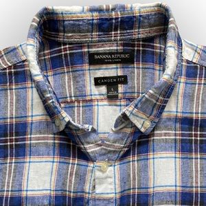 Banana Republic Linen Multicolor Buttondown Casual Shirt